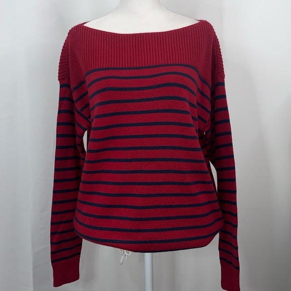 Gap Factory Red and Blue Striped Boatneck Sweater- NWT - Picture 3 of 14